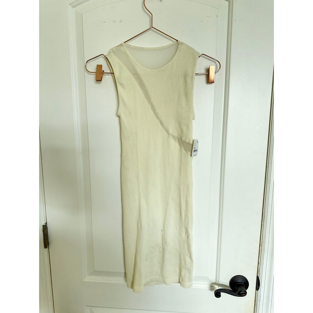 Intimately Free People Dress Womens XS/S Ivory Ribbed Mesh Bodycon Mini FT1202 - Picture 3 of 6